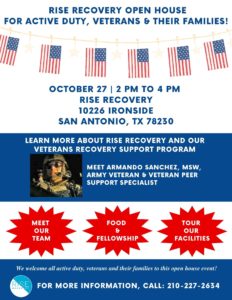 Veterans Open House - Active duty, veterans & family members welcome! @ Rise Recovery - Ironside | San Antonio | Texas | United States